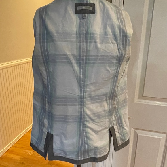 Horny Toad Gray Plaid Lined Organic Cotton Blend One Button Blazer Women Large - Picture 7 of 14